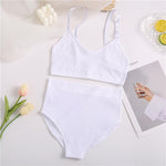 2PCS Bra Set Women Sexy Bralette Sexy Female Underwear Lingerie Ribbed Tops Girls Fashion Brassiere Basic Stretchy Tank Crop Top