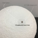 ZK20 Dropshipping USB Rechargeable 3D Print Moon Lamp Night Light Creative Home Decor Globe Bedroom Lover Children Gift