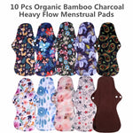 [simfamily] 10pcs Organic Bamboo Charcoal Washable Hygiene Menstrual Pads Heavy Flow Sanitary Pads Lady Cloth Pad Reusable Pads