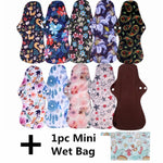 [simfamily] 10pcs Organic Bamboo Charcoal Washable Hygiene Menstrual Pads Heavy Flow Sanitary Pads Lady Cloth Pad Reusable Pads