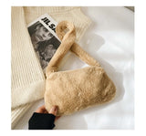 Winter Vintage Zebra Pattern Shoulder Underarm Bag Female Plush Autumn Handbag Soft Warm Fur Tote Purse For Lady Bag Sac A Main