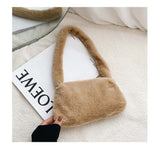 Winter Vintage Zebra Pattern Shoulder Underarm Bag Female Plush Autumn Handbag Soft Warm Fur Tote Purse For Lady Bag Sac A Main