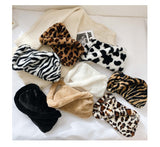 Winter Vintage Zebra Pattern Shoulder Underarm Bag Female Plush Autumn Handbag Soft Warm Fur Tote Purse For Lady Bag Sac A Main