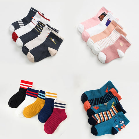 5 Pairs/Set Cute Cartoon Baby Cotton Socks Warm Breathbale Autumn Winter Infant Mix Color Middle Tube Sock