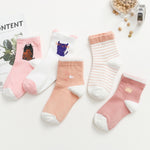5 Pairs/Set Cute Cartoon Baby Cotton Socks Warm Breathbale Autumn Winter Infant Mix Color Middle Tube Sock