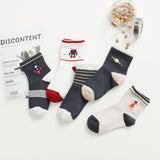 5 Pairs/Set Cute Cartoon Baby Cotton Socks Warm Breathbale Autumn Winter Infant Mix Color Middle Tube Sock