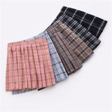 Harajuku 2020 Womens Summer Korean Style High Waist Mini Pleated Plaid Woman Anime Skirts Kawaii Short School Girls Cute Uniform