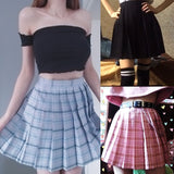 Harajuku 2020 Womens Summer Korean Style High Waist Mini Pleated Plaid Woman Anime Skirts Kawaii Short School Girls Cute Uniform
