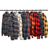 100% Cotton Heavyweight Retro Vintage Spring Autumn Winter Long Sleeve Buffalo Plaid Flannel Shirt Jacket for Men