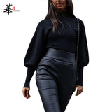 Turtleneck Woman Sweaters Fall Long Sleeve Knitted Sweaters for Women Winter Clothes Women's Crop Top Jumper Cropped Sweater