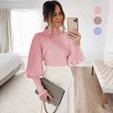 Turtleneck Woman Sweaters Fall Long Sleeve Knitted Sweaters for Women Winter Clothes Women's Crop Top Jumper Cropped Sweater