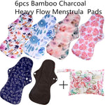 [simfamily]  6+1 sets  Reusable Bamboo Charcoal Sanitary Pads Regular Flow pads Health higiene feminina Menstrual Cloth Pads