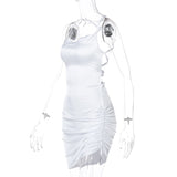 Dulzura Satin Women Strap Mini Dress Ruched Lace Up Cross Bandage Backless Bodycon Sexy Party Elegant 2020 Club Christmas Slim