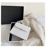 SWDF Stone Patent White Crossbody Bags For Women 2021 Small Handbag Small Bag PU Leather Hand Bag Ladies Designer Evening Bags