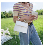 SWDF Stone Patent White Crossbody Bags For Women 2021 Small Handbag Small Bag PU Leather Hand Bag Ladies Designer Evening Bags