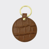 New Design Free Customed Initials Letters Crocodile Pattern Or Saffiano Leather Round Key Chain Key Ring Key Wallet