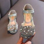 2020 New Childrens Shoes Pearl Rhinestones Shining Kids Princess Shoes Baby Girls Shoes For Party and Wedding D487