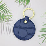 New Design Free Customed Initials Letters Crocodile Pattern Or Saffiano Leather Round Key Chain Key Ring Key Wallet