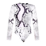 Women Long Sleeve Leopard Skin Prinetd Bodysuit Autumn Casual Jumpsuit Bodysuit Slim V Neck Leotard Tops Fashion Slim Bodysuit