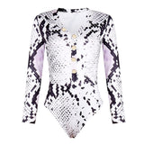 Women Long Sleeve Leopard Skin Prinetd Bodysuit Autumn Casual Jumpsuit Bodysuit Slim V Neck Leotard Tops Fashion Slim Bodysuit