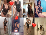 Ellolace Summer Lace Bodysuit Women Floral Embroidery Deep V Neck Sexy Bodysuit Dot Patchwork Jumpsuit Overalls 2019 Femlae Body
