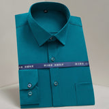 Men's Non-iron Stretch Long Sleeve Striped Dress Shirts Smart Casual Smooth Material Standard-fit Youthful Button-down Shirt
