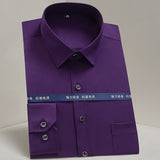Men's Non-iron Stretch Long Sleeve Striped Dress Shirts Smart Casual Smooth Material Standard-fit Youthful Button-down Shirt