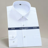 Men's Non-iron Stretch Long Sleeve Striped Dress Shirts Smart Casual Smooth Material Standard-fit Youthful Button-down Shirt