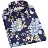 Men's Floral Print Shirts Long Sleeve Fashion Flower Printing Casual Shirts 100% Polyester Soft Comfortable Men Dress Shirt