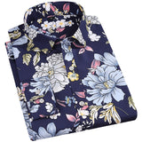 Men's Floral Print Shirts Long Sleeve Fashion Flower Printing Casual Shirts 100% Polyester Soft Comfortable Men Dress Shirt