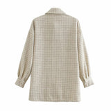 ZXQJ Tweed Women Vintage Oversize Plaid Shirts 2021 Spring-Autumn Chic Ladies Streetwear Loose Shirt Elegant Female Outfit Girls