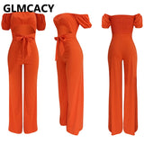 Women Off Shoulder Cut Out Jumpsuit Wide Leg Long Overalls Chic Summer Boho Beach Jumpsuits