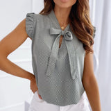 Muyogrt Women Summer Blouse Shirts Sexy V Neck Ruffle Blouses Backless Spaghetti Strap Office Ladies Sleeveless Casual Tops