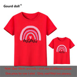 1pc Fashion  Mama and Mini Rainbow print Family Matching T-shirt Short Sleeve Family Look T-shirts Mother and Daughter Clothes