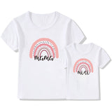 1pc Fashion  Mama and Mini Rainbow print Family Matching T-shirt Short Sleeve Family Look T-shirts Mother and Daughter Clothes
