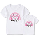 1pc Fashion  Mama and Mini Rainbow print Family Matching T-shirt Short Sleeve Family Look T-shirts Mother and Daughter Clothes