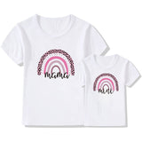 1pc Fashion  Mama and Mini Rainbow print Family Matching T-shirt Short Sleeve Family Look T-shirts Mother and Daughter Clothes