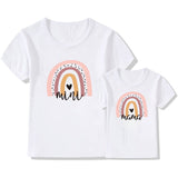 1pc Fashion  Mama and Mini Rainbow print Family Matching T-shirt Short Sleeve Family Look T-shirts Mother and Daughter Clothes