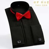 White Men Tuxedo Shirt Regualr Fit Plus Size French Cufflinks Long Sleeve Luxury Wedding Party Male 6xl