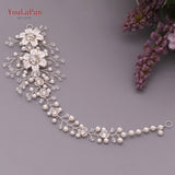 YouLaPan HP295 Flower Headwear Wedding Headband for Bride Crystal Pearls Women Tiara Bridal Headpieces Hair Jewelry Accessories