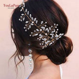 YouLaPan HP295 Flower Headwear Wedding Headband for Bride Crystal Pearls Women Tiara Bridal Headpieces Hair Jewelry Accessories
