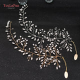 YouLaPan HP295 Flower Headwear Wedding Headband for Bride Crystal Pearls Women Tiara Bridal Headpieces Hair Jewelry Accessories