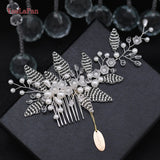 YouLaPan HP295 Flower Headwear Wedding Headband for Bride Crystal Pearls Women Tiara Bridal Headpieces Hair Jewelry Accessories