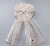 New princess top clip wedding flower girl hair accessories gauze bow star net hair clip