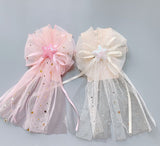 New princess top clip wedding flower girl hair accessories gauze bow star net hair clip