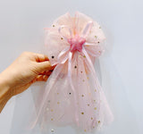New princess top clip wedding flower girl hair accessories gauze bow star net hair clip