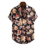 2021Camisas florales de manga larga de Otoño para hombres, camisas estampadas con flores de corte delgado para hombres, camisola