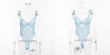 Ellolace Neon Summer 21 Colors Lace Bodysuit Women Floral Embroidery Bow Tie Transparent Sexy Bodysuit Jumpsuit Overalls Party