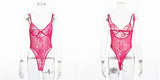 Ellolace Neon Summer 21 Colors Lace Bodysuit Women Floral Embroidery Bow Tie Transparent Sexy Bodysuit Jumpsuit Overalls Party