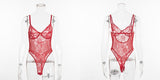 Ellolace Neon Summer 21 Colors Lace Bodysuit Women Floral Embroidery Bow Tie Transparent Sexy Bodysuit Jumpsuit Overalls Party